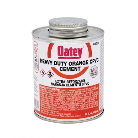 Oatey CPVC Solvent Cement, Low VOC, 16 oz, Translucent Liquid, Orange 31082